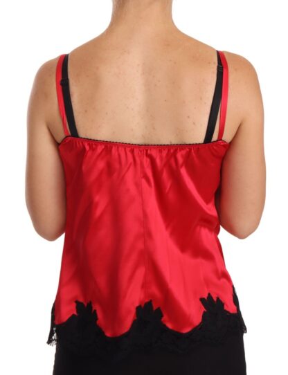 Dolce & Gabbana - Silk Blend Lace-Trim Camisole in Red & Black