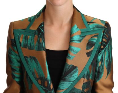 Dolce & Gabbana - Elegant Leaf Print Silk-Blend Coat