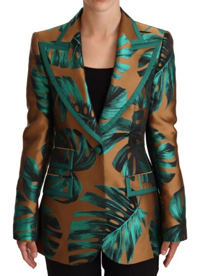 Dolce & Gabbana - Elegant Leaf Print Silk-Blend Coat