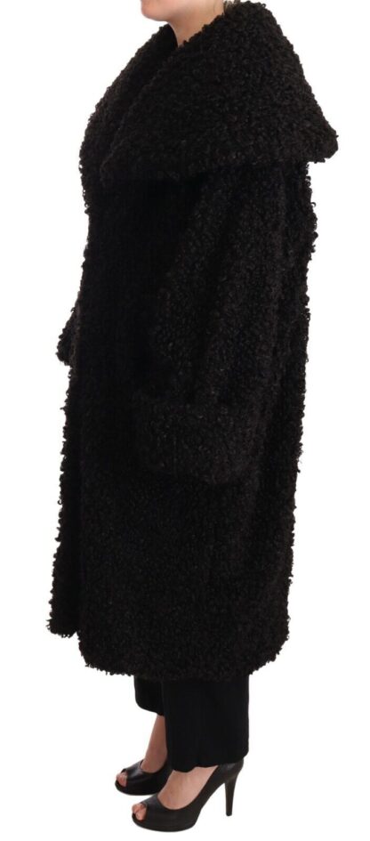 Dolce & Gabbana - Elegant Black Fur Cape Trench Coat