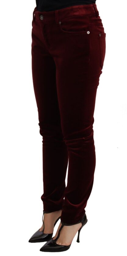 Dolce & Gabbana - Elegant Red Velvet Skinny Pants