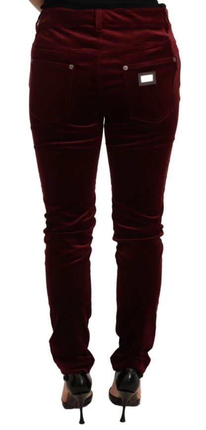 Dolce & Gabbana - Elegant Red Velvet Skinny Pants