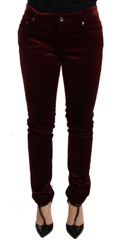 Dolce & Gabbana - Elegant Red Velvet Skinny Pants