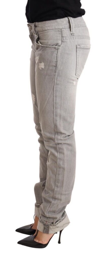 Acht - Chic Slim Fit Tattered Gray Wash Jeans