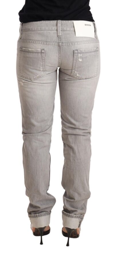 Acht - Chic Slim Fit Tattered Gray Wash Jeans