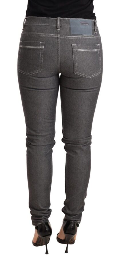 Acht - Elegant Gray Mid Waist Skinny Jeans