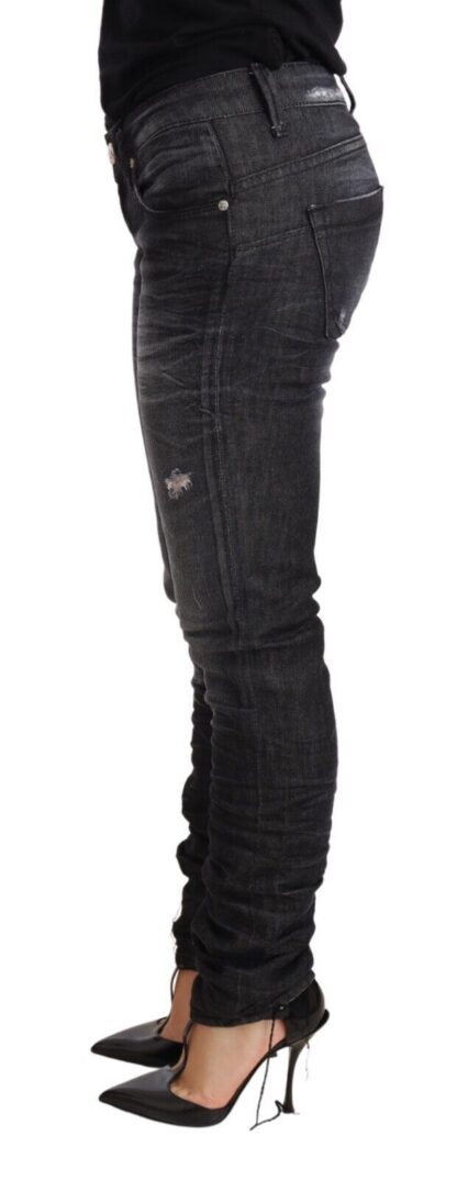 Acht - Elegant Low Waist Skinny Black Denim