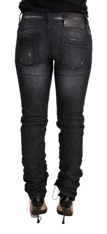 Acht - Elegant Low Waist Skinny Black Denim