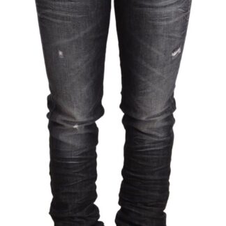 Acht - Elegant Low Waist Skinny Dark Blue Jeans