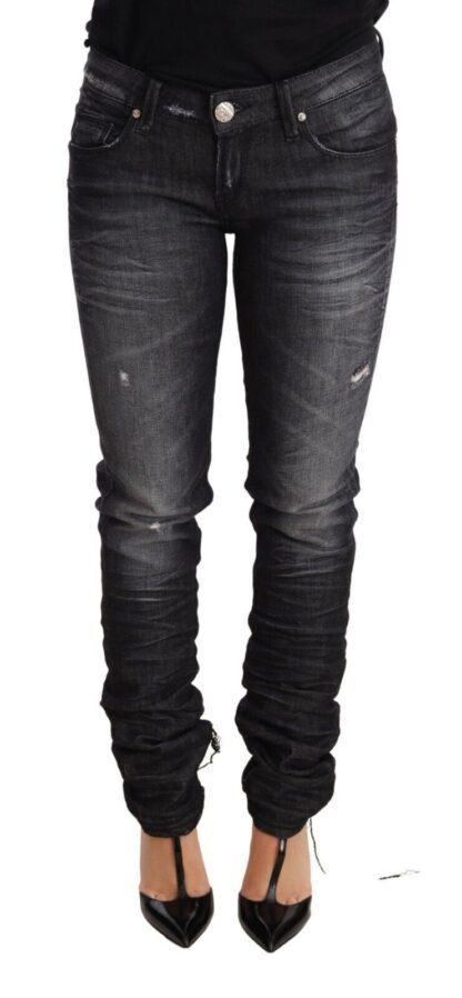 Acht - Elegant Low Waist Skinny Black Denim