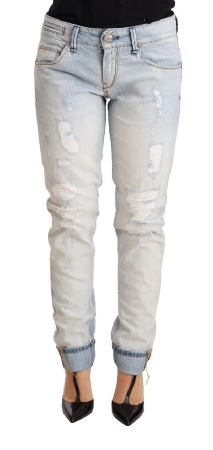 Acht - Chic Light-Blue Folded Hem Denim Jeans