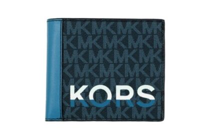 Michael Kors - Cooper Blue Multi Signature Leather Graphic Logo Billfold Wallet