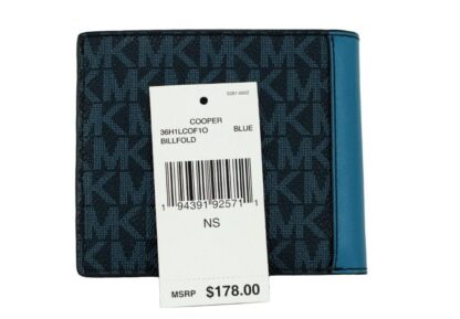 Michael Kors - Cooper Blue Multi Signature Leather Graphic Logo Billfold Wallet