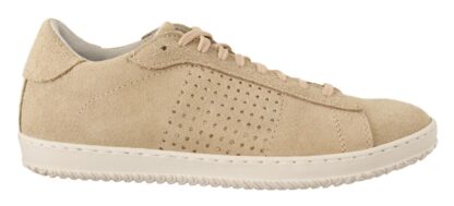 La Scarpa Italiana - Beige Suede Low Top Sneakers - Elegance Meets Comfort