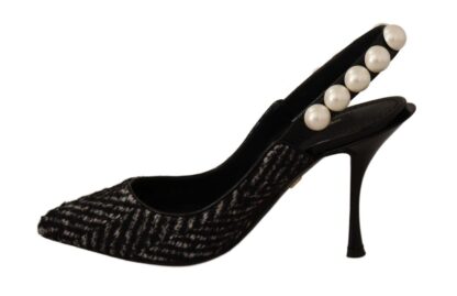 Dolce & Gabbana - Elegant Slingback Heels with Faux Pearl Adornments