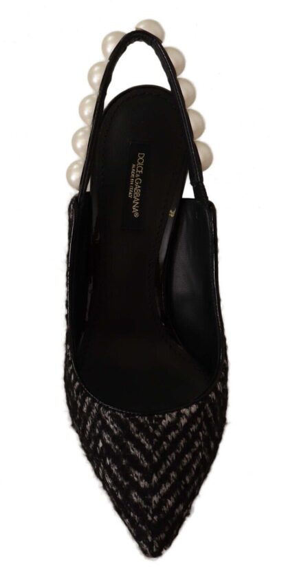 Dolce & Gabbana - Elegant Slingback Heels with Faux Pearl Adornments