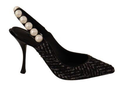 Dolce & Gabbana - Elegant Slingback Heels with Faux Pearl Adornments