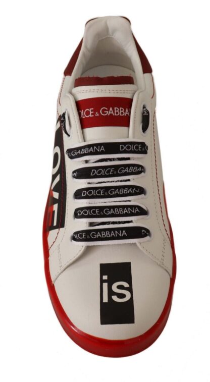 Dolce & Gabbana - Asymmetrical Graphic Leather Sneakers