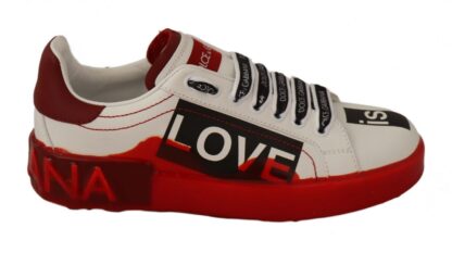 Dolce & Gabbana - Asymmetrical Graphic Leather Sneakers