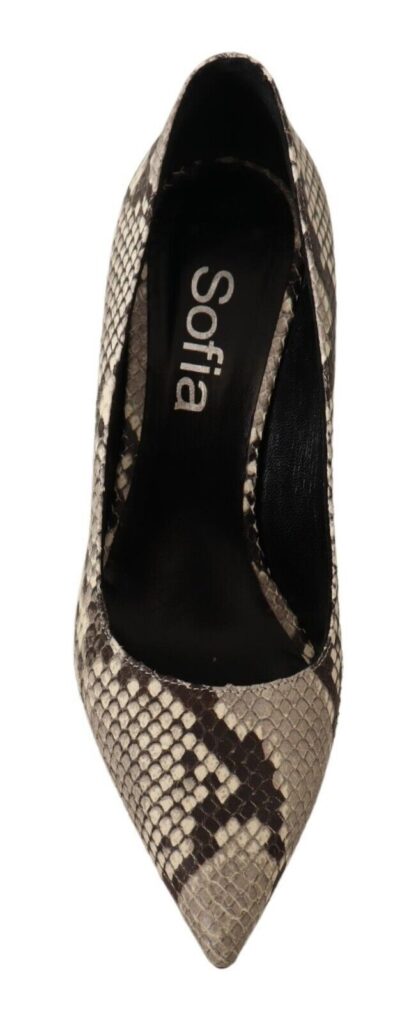 Sofia - Chic Gray Snake Print Leather Heels