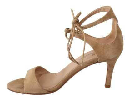 Maria Christina - Elegant Beige Suede Ankle Strap Heels