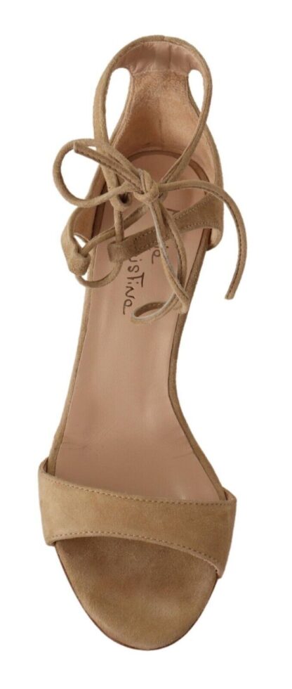 Maria Christina - Elegant Beige Suede Ankle Strap Heels