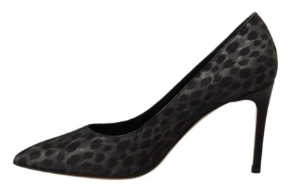 Sofia - Elegant Black Leopard Print Leather Heels