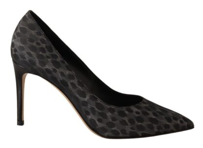 Sofia - Elegant Black Leopard Print Leather Heels