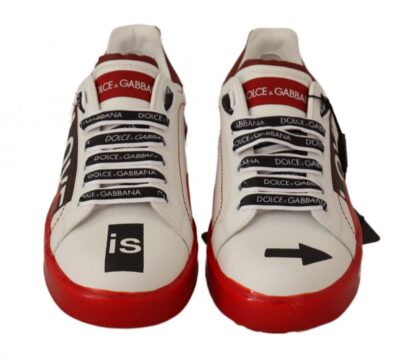 Dolce & Gabbana - Asymmetrical Graphic Leather Sneakers