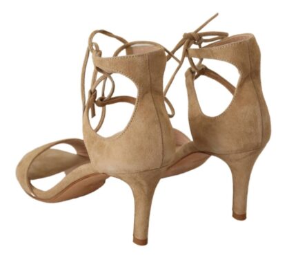 Maria Christina - Elegant Beige Suede Ankle Strap Heels