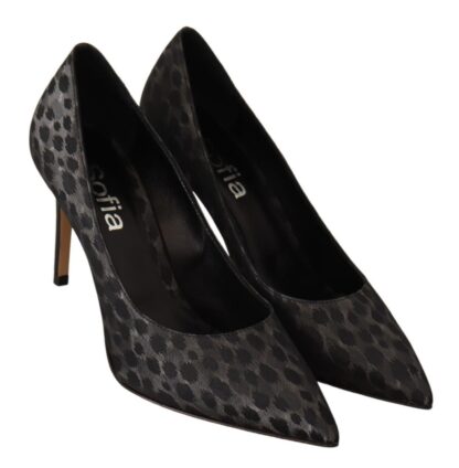 Sofia - Elegant Black Leopard Print Leather Heels