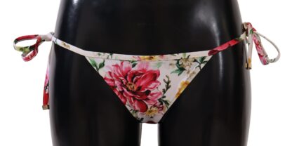 Dolce & Gabbana - Chic Floral Print Bikini Bottom with Drawstrings