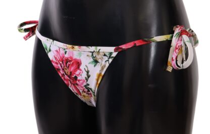 Dolce & Gabbana - Chic Floral Print Bikini Bottom with Drawstrings