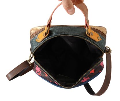 EBARRITO - Multicolor Leather Shoulder Bag with Gold Details