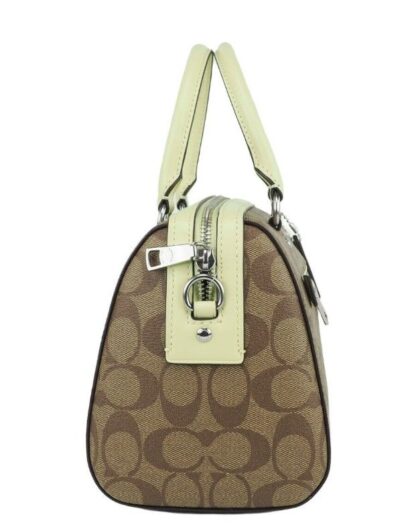 COACH - Rowan Khaki Pale Lime Signature Medium Satchel Crossbody Handbag