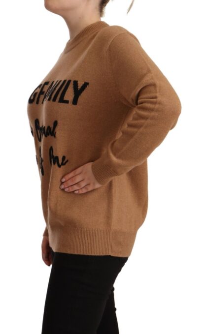 Dolce & Gabbana - Chic Beige Cashmere Crewneck Sweater with #dgfamily Motive