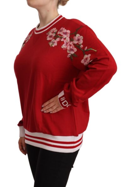 Dolce & Gabbana - Elegant Red Crewneck Pullover with Floral Motif