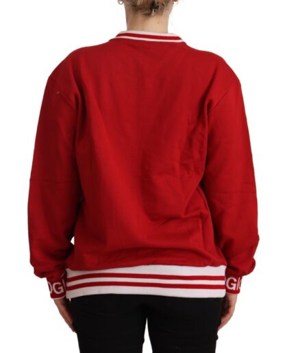 Dolce & Gabbana - Elegant Red Crewneck Pullover with Floral Motif