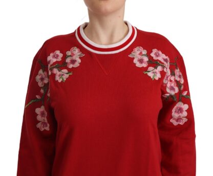 Dolce & Gabbana - Elegant Red Crewneck Pullover with Floral Motif