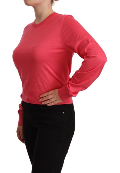 Dolce & Gabbana - Elegant Pink Silk Crewneck Sweater