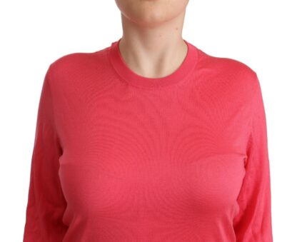 Dolce & Gabbana - Elegant Pink Silk Crewneck Sweater