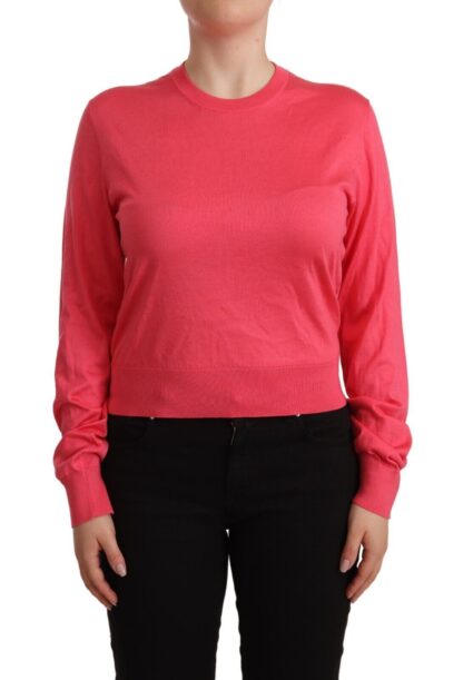 Dolce & Gabbana - Elegant Pink Silk Crewneck Sweater