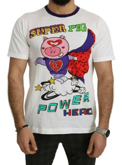 Dolce & Gabbana - Chic White Cotton Pig Motif Tee