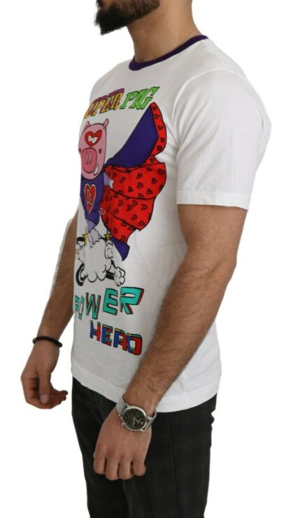 Dolce & Gabbana - Chic White Cotton Pig Motif Tee