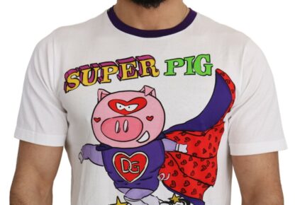 Dolce & Gabbana - Chic White Cotton Pig Motif Tee