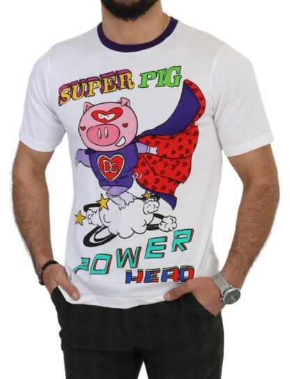 Dolce & Gabbana - Chic White Cotton Pig Motif Tee