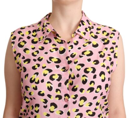 Love Moschino - Sleeveless Leopard Print Polo Top