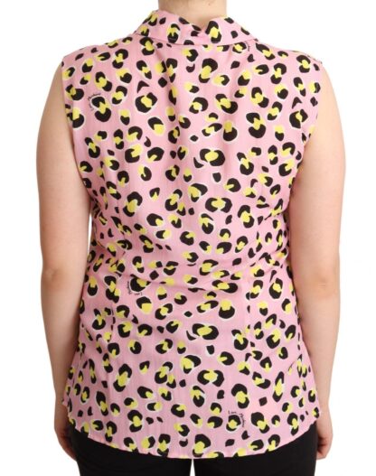 Love Moschino - Sleeveless Leopard Print Polo Top