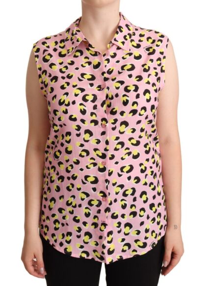 Love Moschino - Sleeveless Leopard Print Polo Top