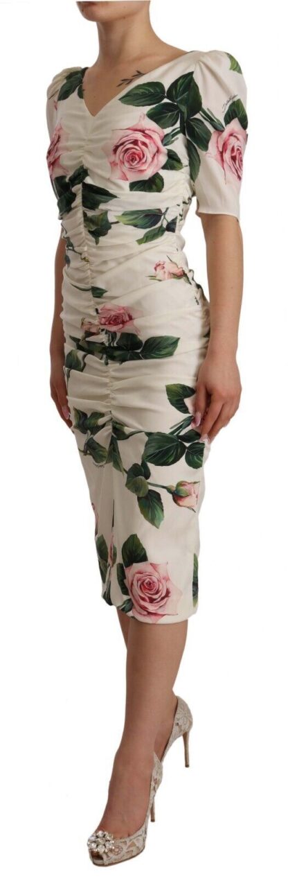 Dolce & Gabbana - Elegant White Floral Sheath Dress